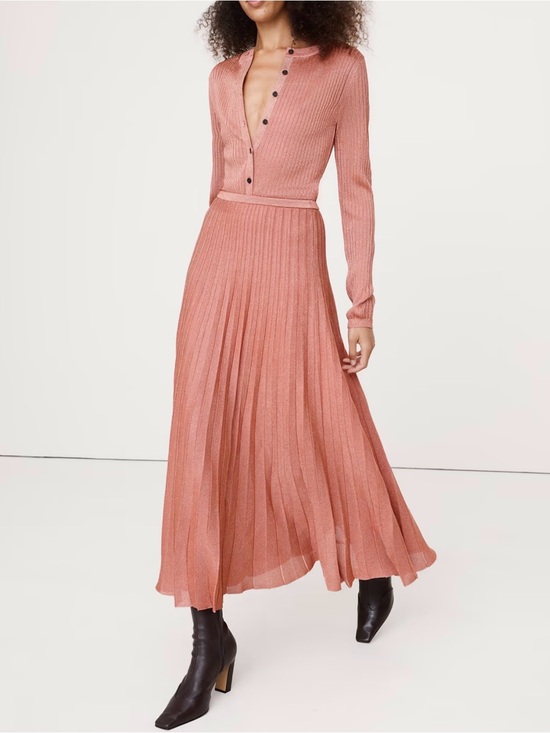 Banana Republic Dresses & Skirts - Banana Republic NWT Pleated Metallic Sweater Skirt M Medium Molten Copper Pink